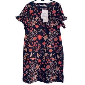 New Maloja Organic Cotton Floral XL Garden Party Flowy Ruffled Sleeve Dress